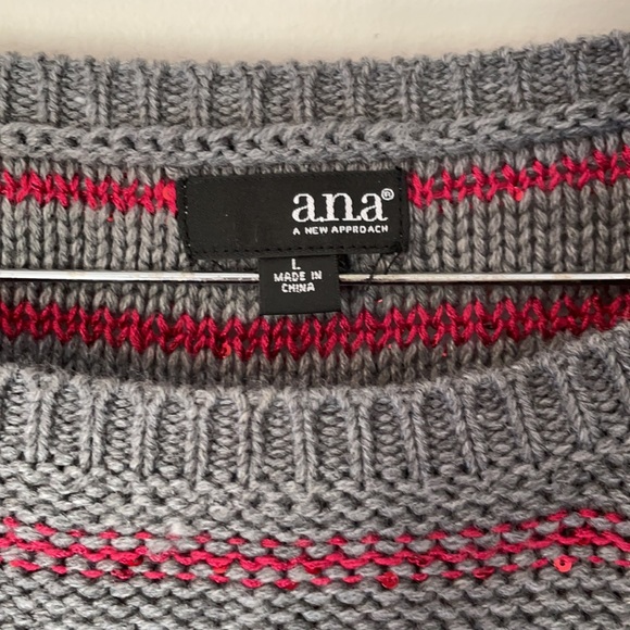 Grey and red striped sweater, size L - Picture 3 of 5